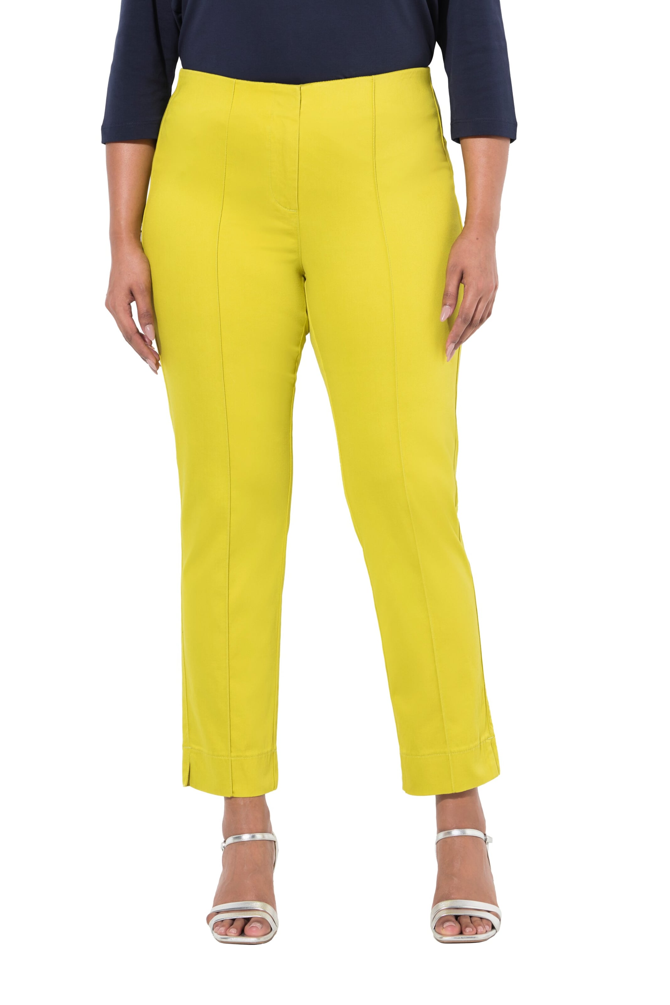 Ulla Popken Slimfit Broek in Geel: voorkant