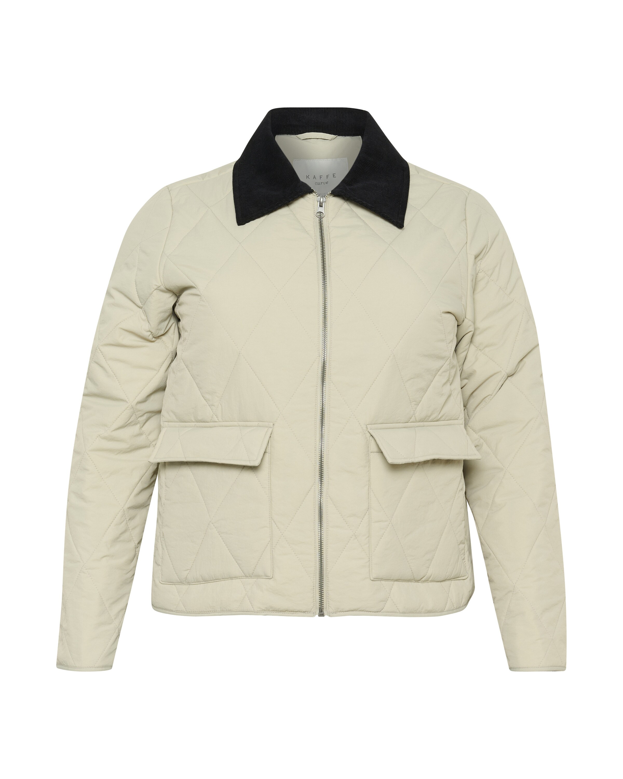 KAFFE CURVE Overgangsjakke 'Nelli ' i elfenben / sort, Produktvisning