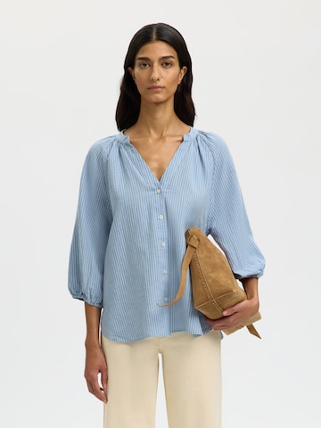 SELECTED Bluse 'SLFCLEO-ALBERTA' in Blau: Vorderseite