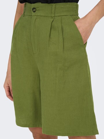 ONLY Wide leg Pleat-Front Pants 'Caro' in Green