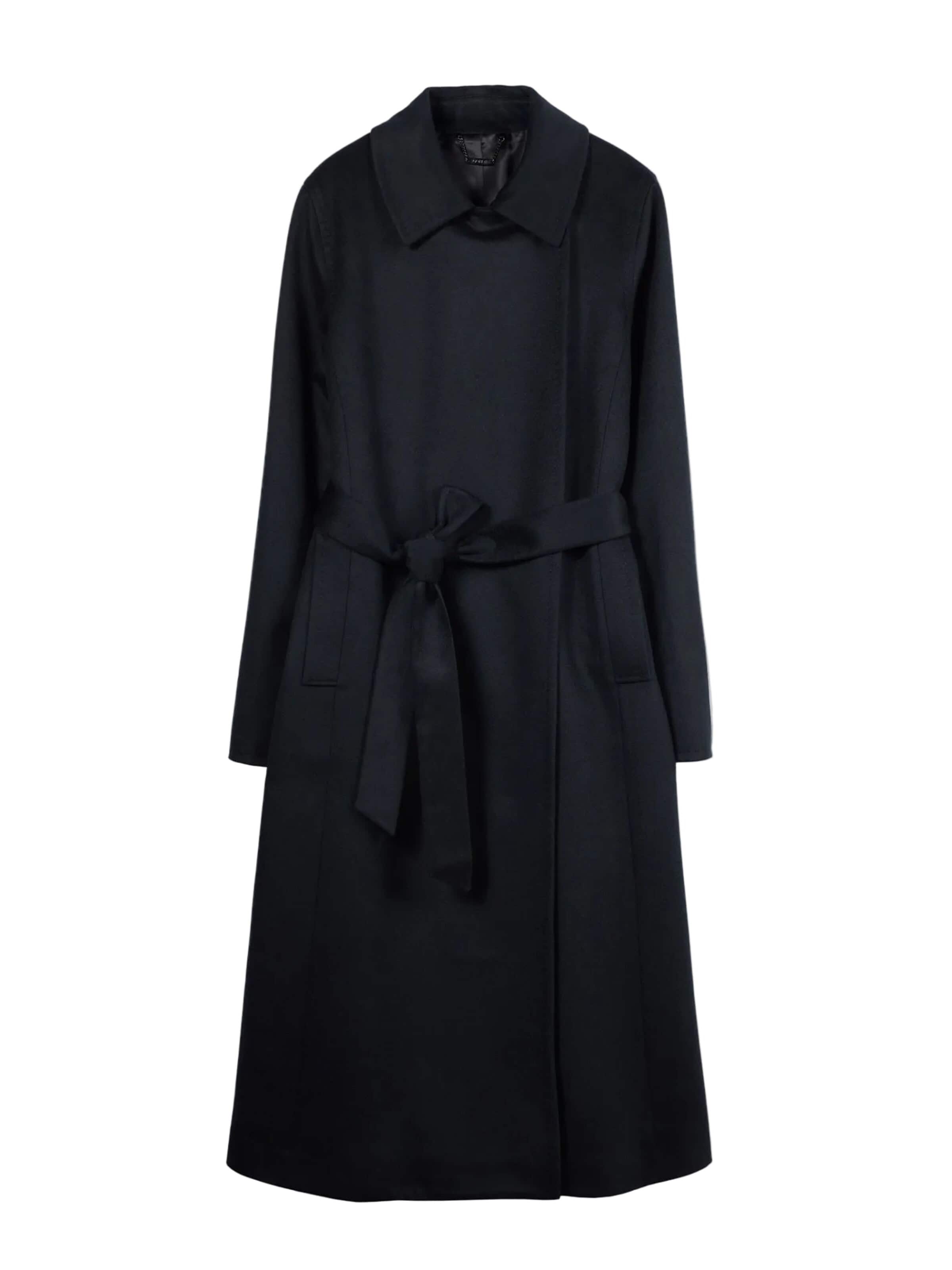 GOBI Cashmere Between-seasons coat 'Cashmere Wrap Coat with Belt' in Black: front