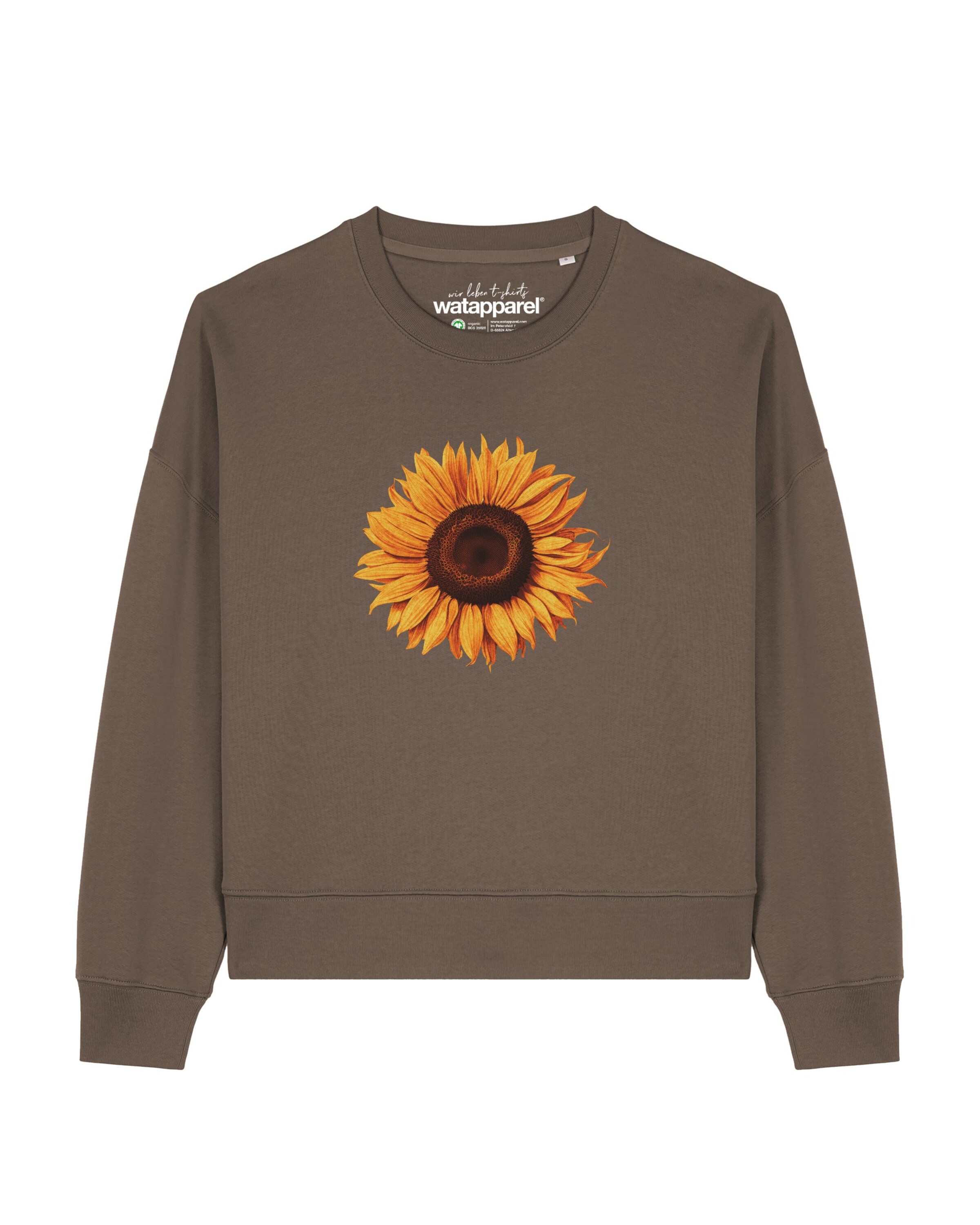 Watapparel Sweatshirt 'Sonnenblume' in Brown: front