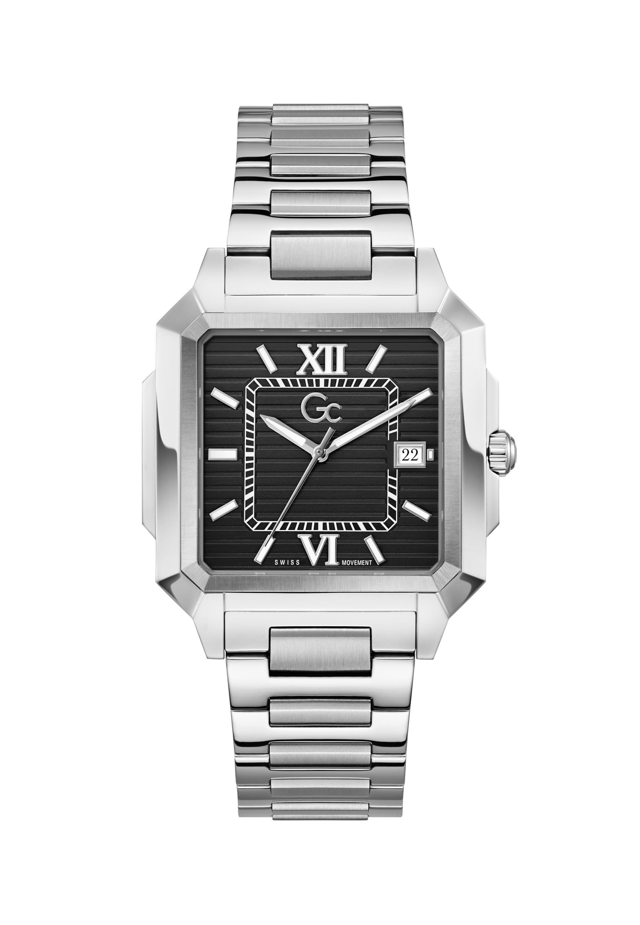 Montre à affichage analogique Gc en argent : devant