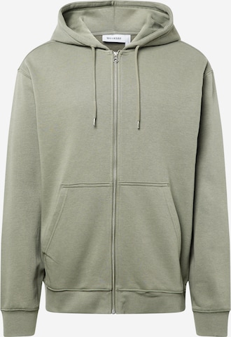 WEEKDAY Zip-Up Hoodie in Green: front