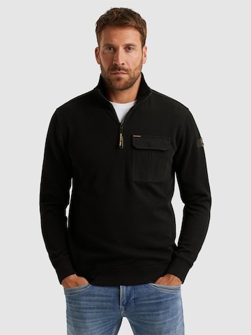 PME Legend Collegepaita 'Pullover with half-zipper' värissä musta: etupuoli