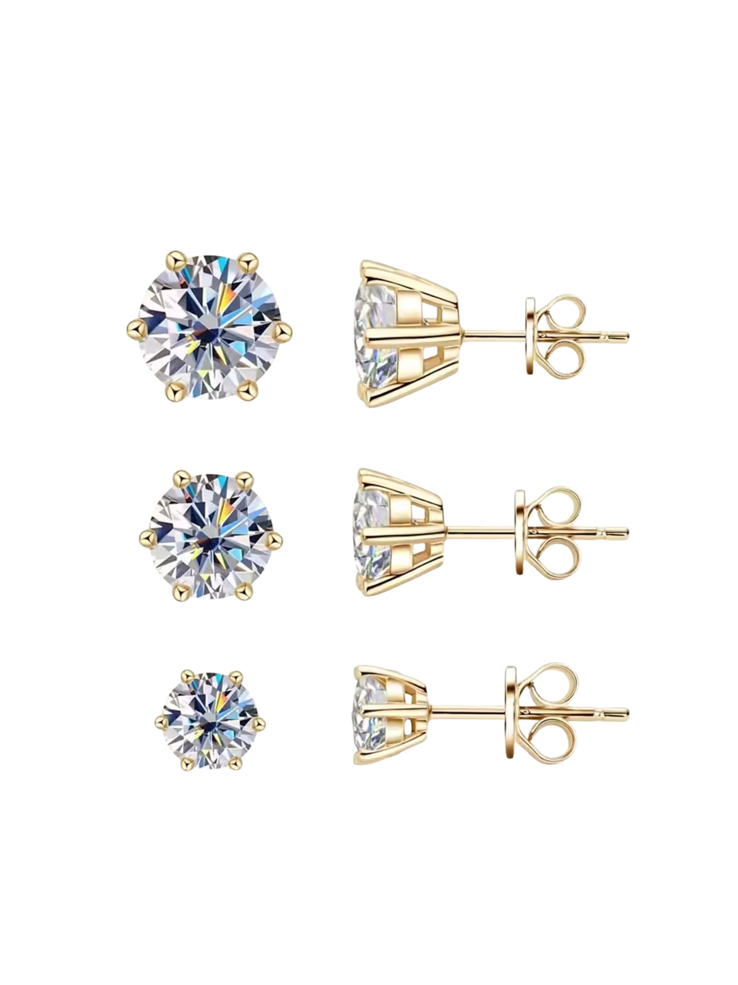 ROUGEMONT Jewellery Ohrringe 'Funkelnde Zirkonia  Ohrstecker 825 Sterling Silber 6mm'‌‌‌ in Gold: Vorderseite