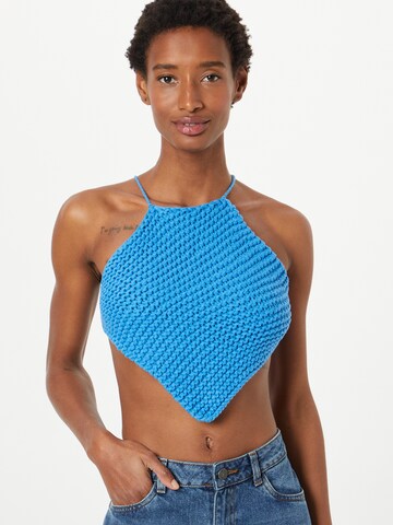 Bardot Knitted Top in Blue: front