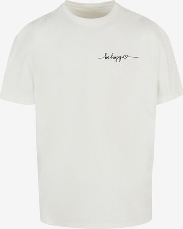 Merchcode Shirt 'Be Happy' in Wit: voorkant