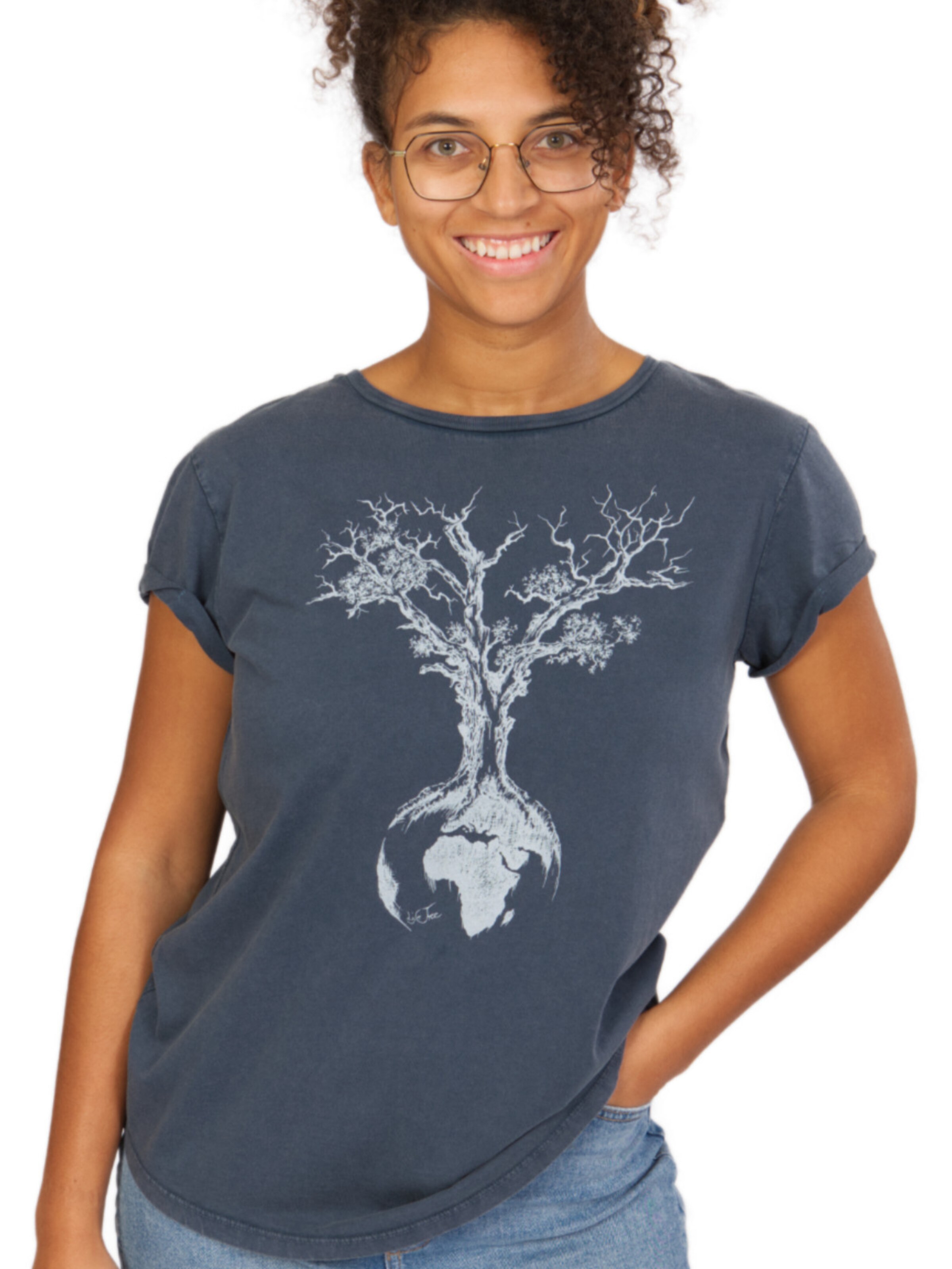 Life-Tree Shirt 'Fairwear Organic Weltenbaum' in Blue: front