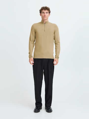 Pull-over ' CFHEINE halfzip ' Casual Friday en beige