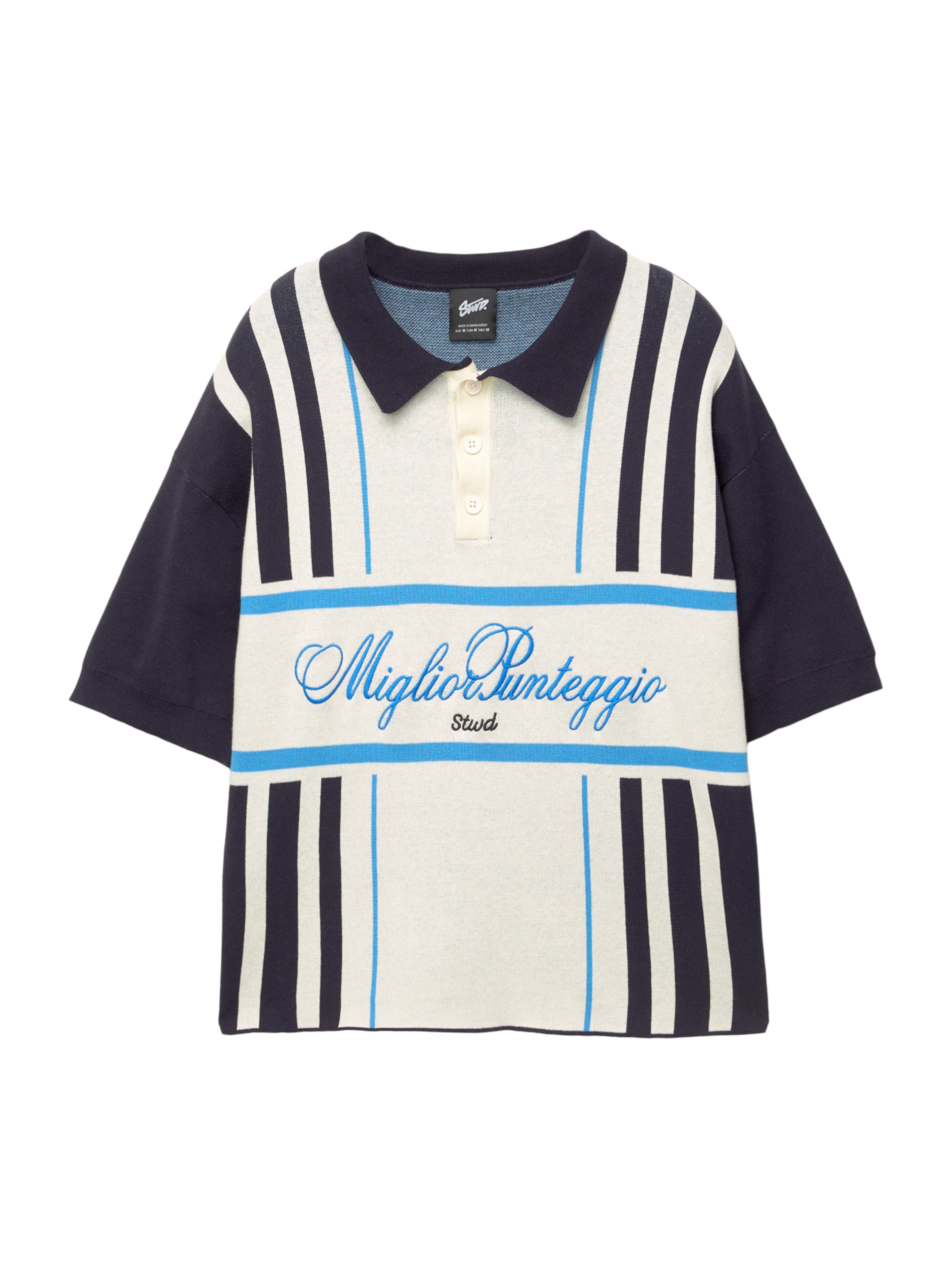 Pull&Bear Pulover 'STWD' | mornarska / azur / bela barva, Prikaz izdelka