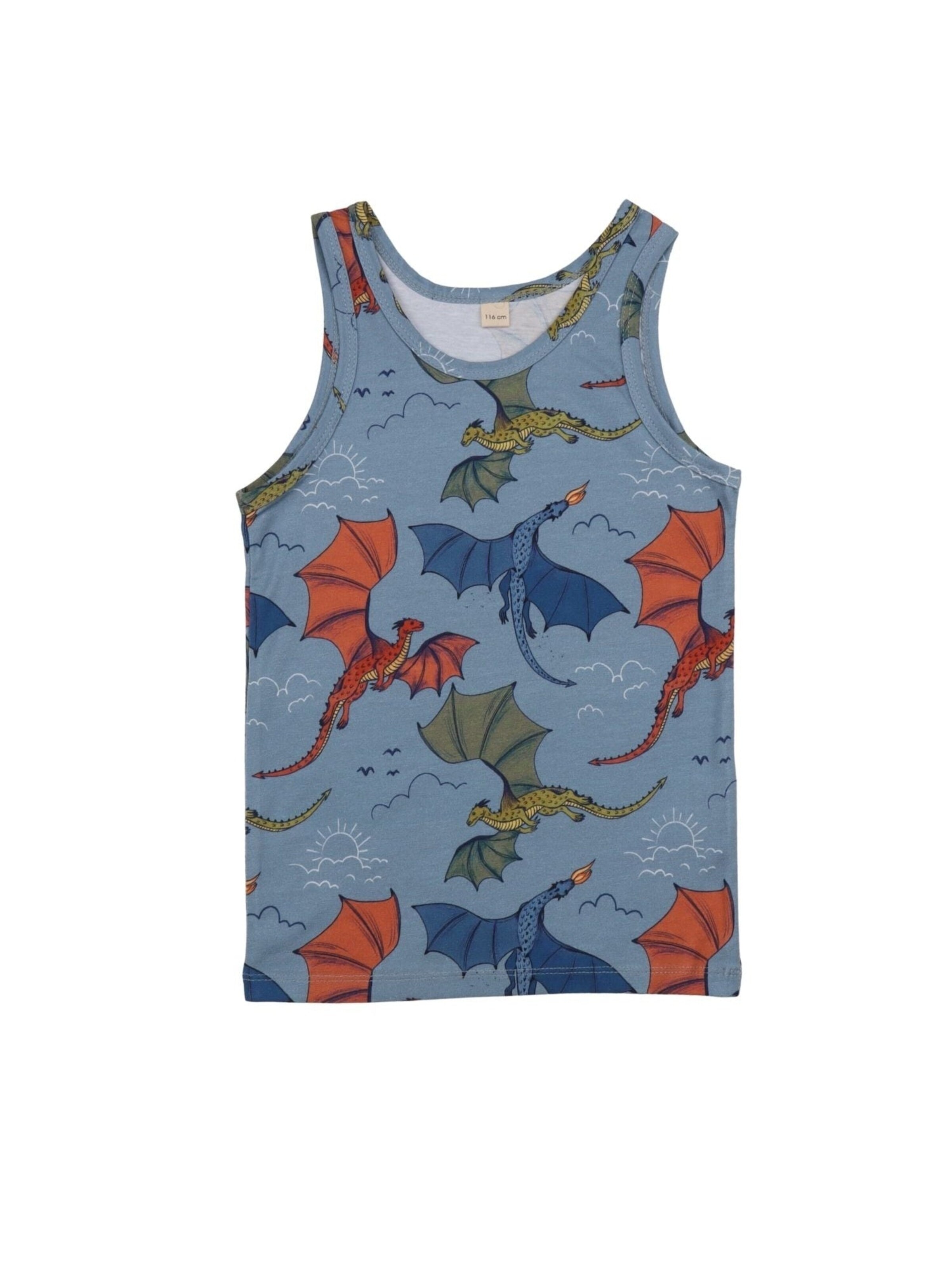 Walkiddy Undershirt 'Colorful Dragon' in Blue