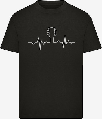 F4NT4STIC Shirt 'Gitarre Heartbeat' in Zwart: voorkant