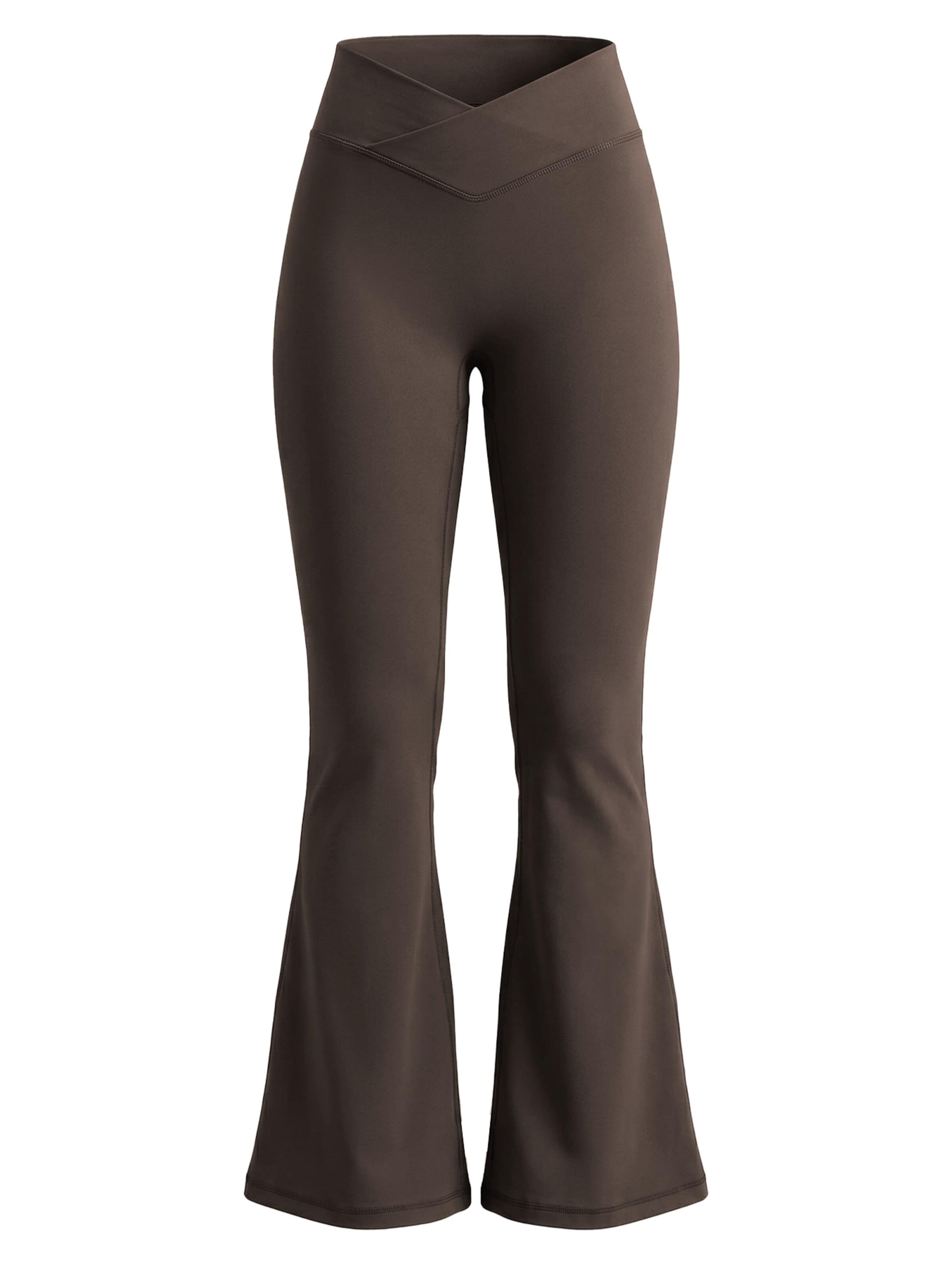 ZAAYO Flared Workout Pants 'Women's High Waisted Flare Yoga Leggings' in Brown: front