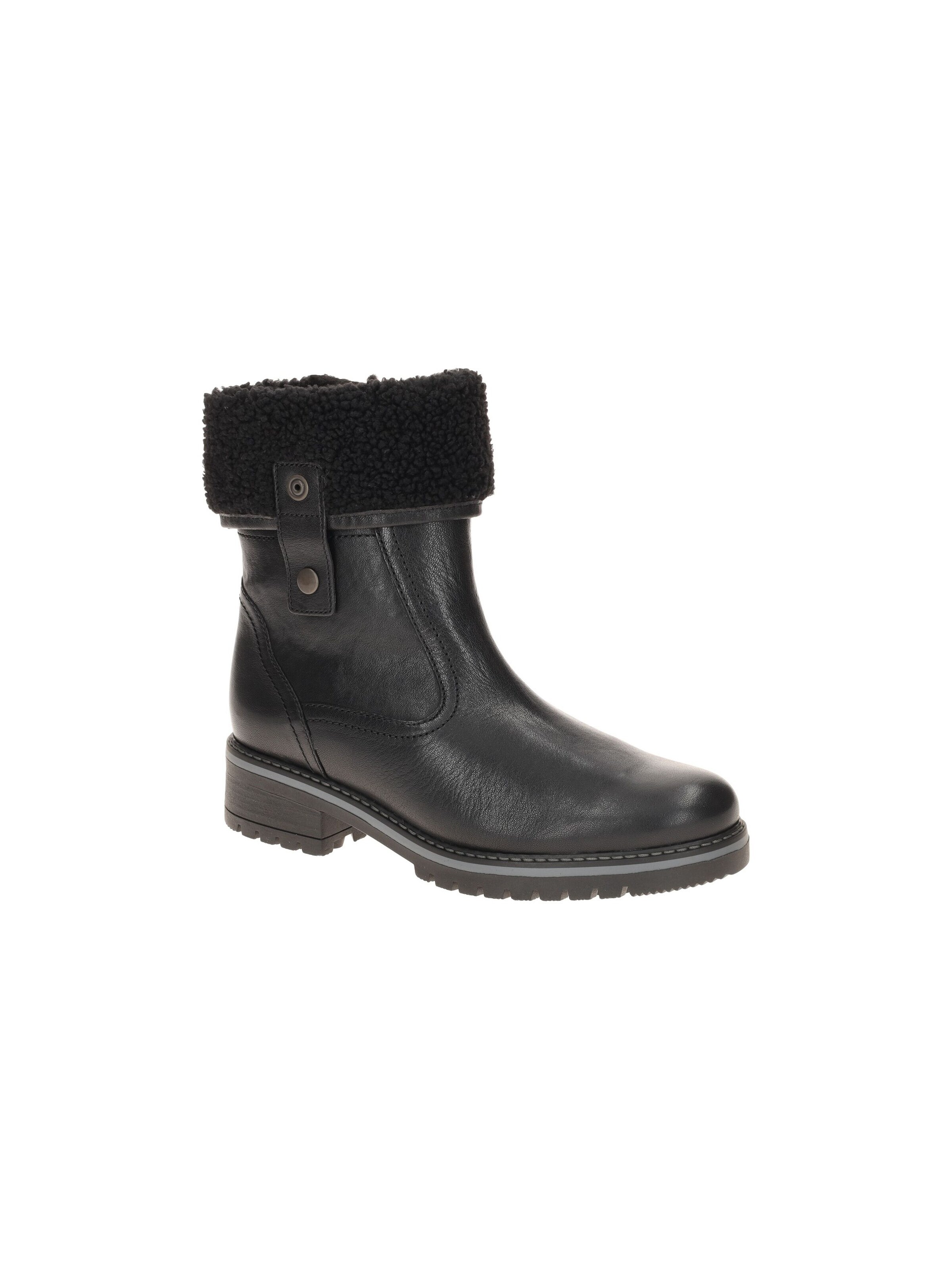 GABOR Boots 'Gabor Stiefel schwarz Glattleder Fellkragen 72.770.57' in Black: front