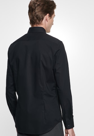 SEIDENSTICKER جينز مضبوط قميص لأوساط العمل بلون أسود