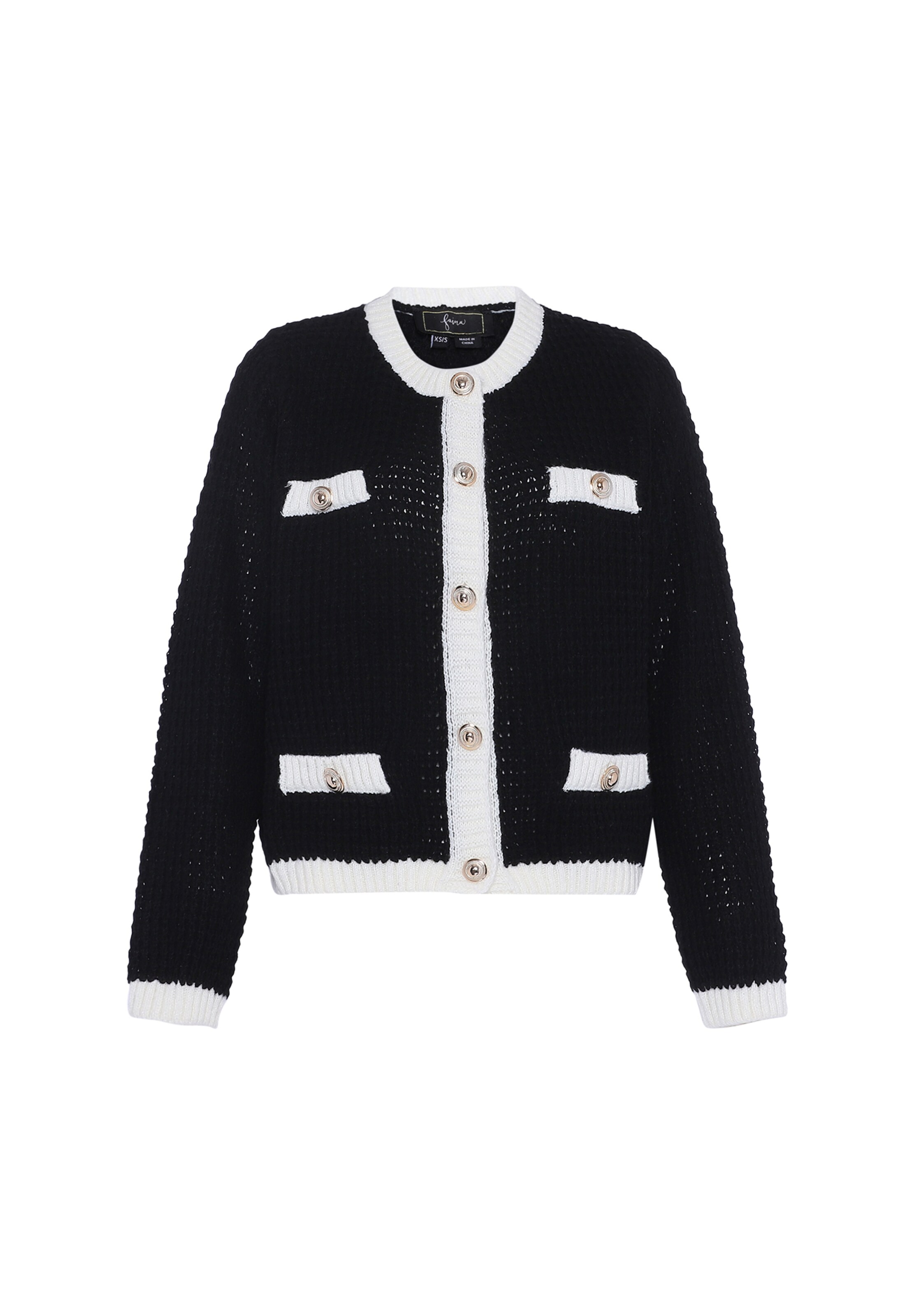 melns faina Adīta jaka: no priekšpuses