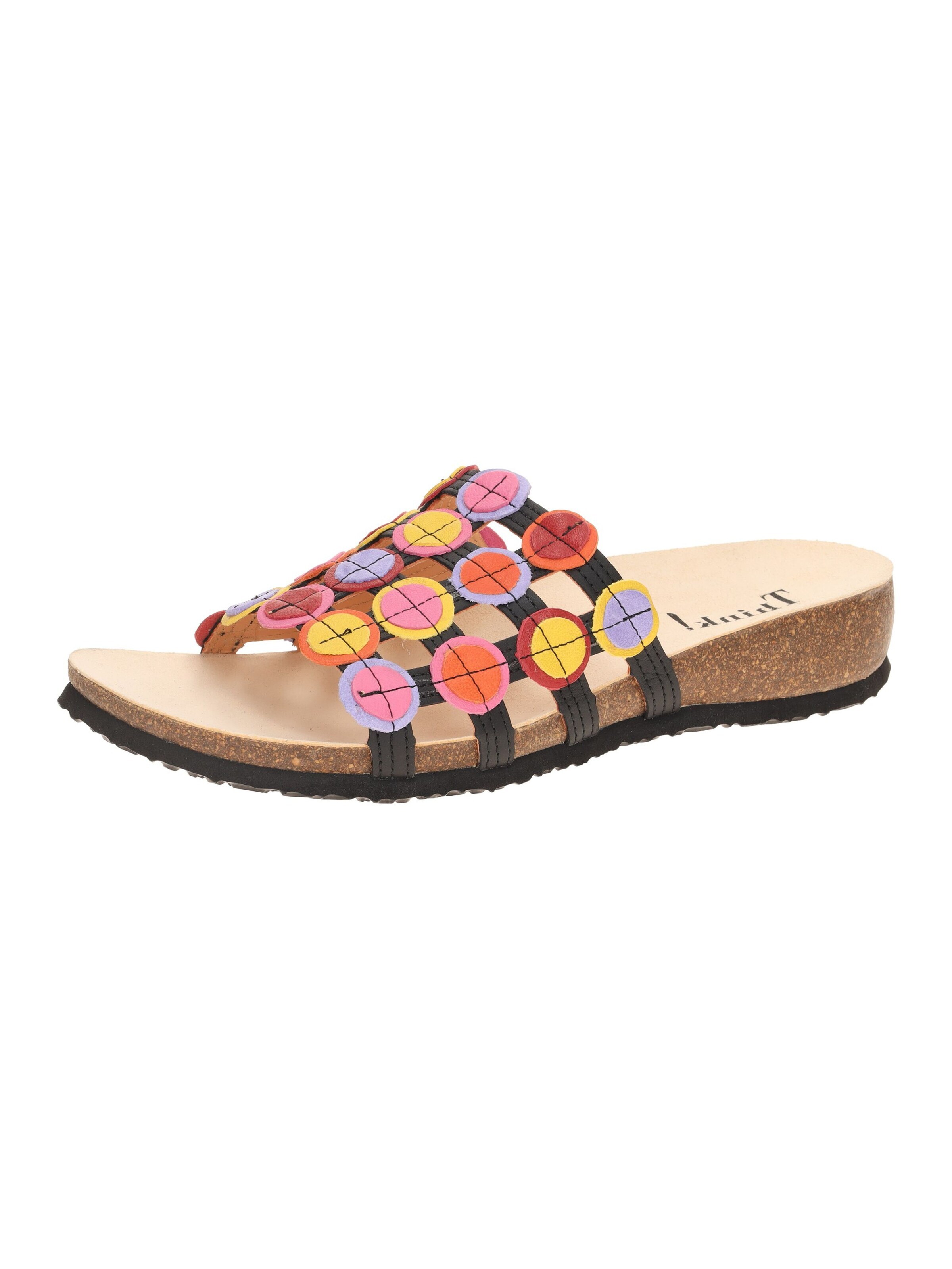 THINK! Mules 'Think Julia Pantolette schwarz bunte Punkte 247' in Black: front
