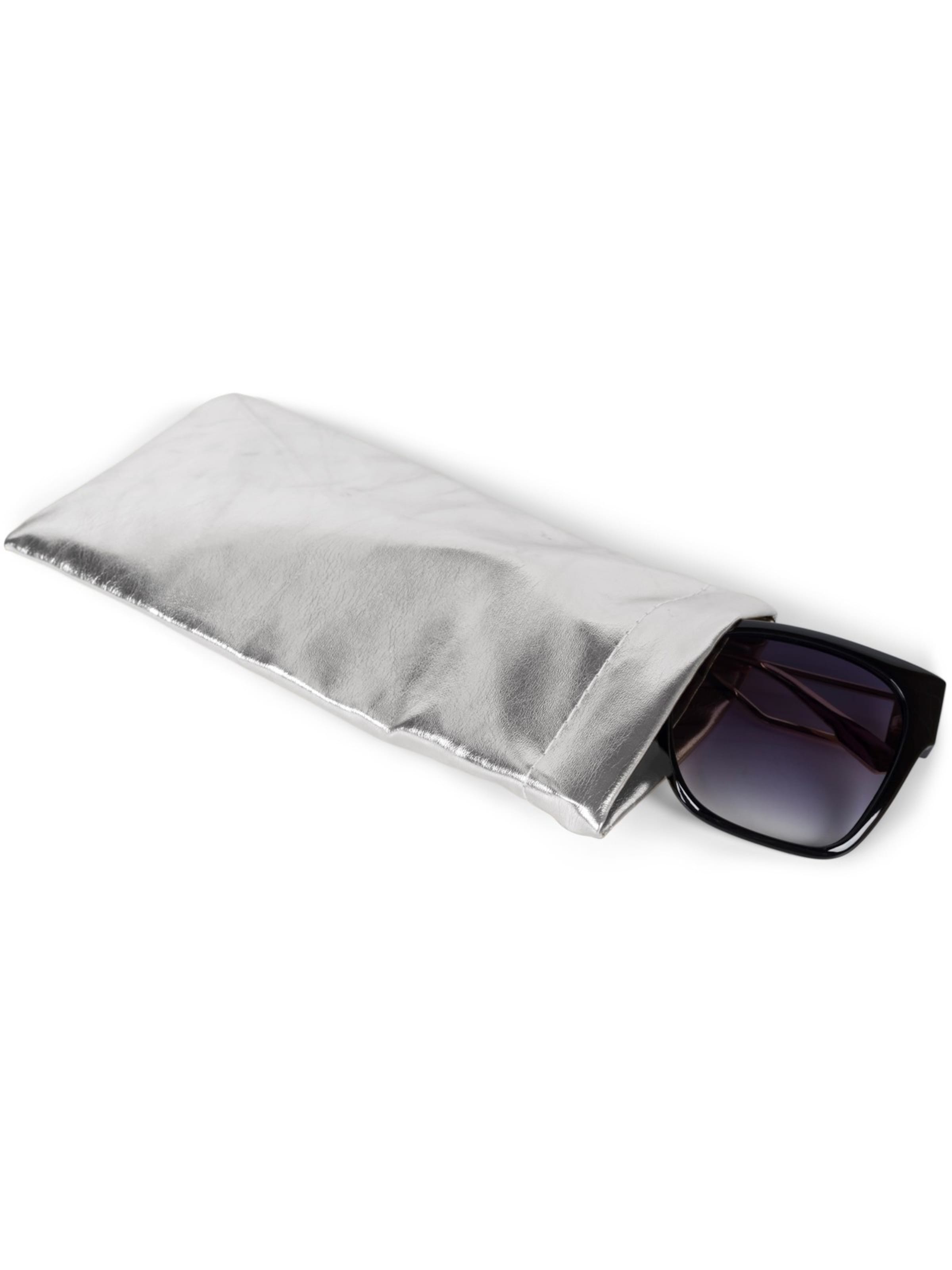 styleBREAKER Etui 'Brillenetui Metallic mit Putztuch'‌‌‌‌‌ in Silber