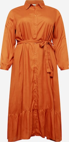 ABOUT YOU Curvy Shirt Dress 'Tamina' in Brown: front