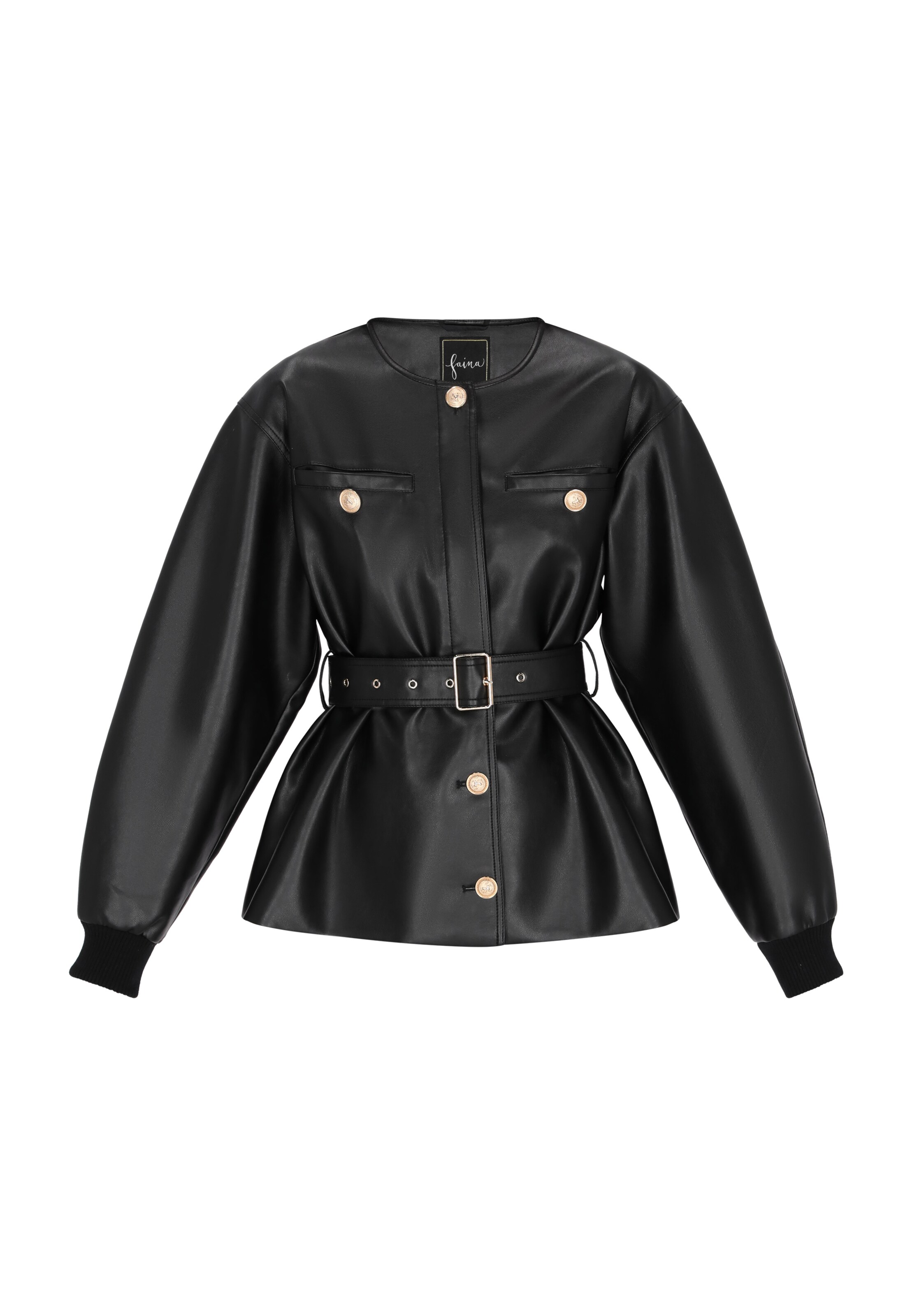 melns faina Starpsezonu jaka 'Fashion Look': no priekšpuses