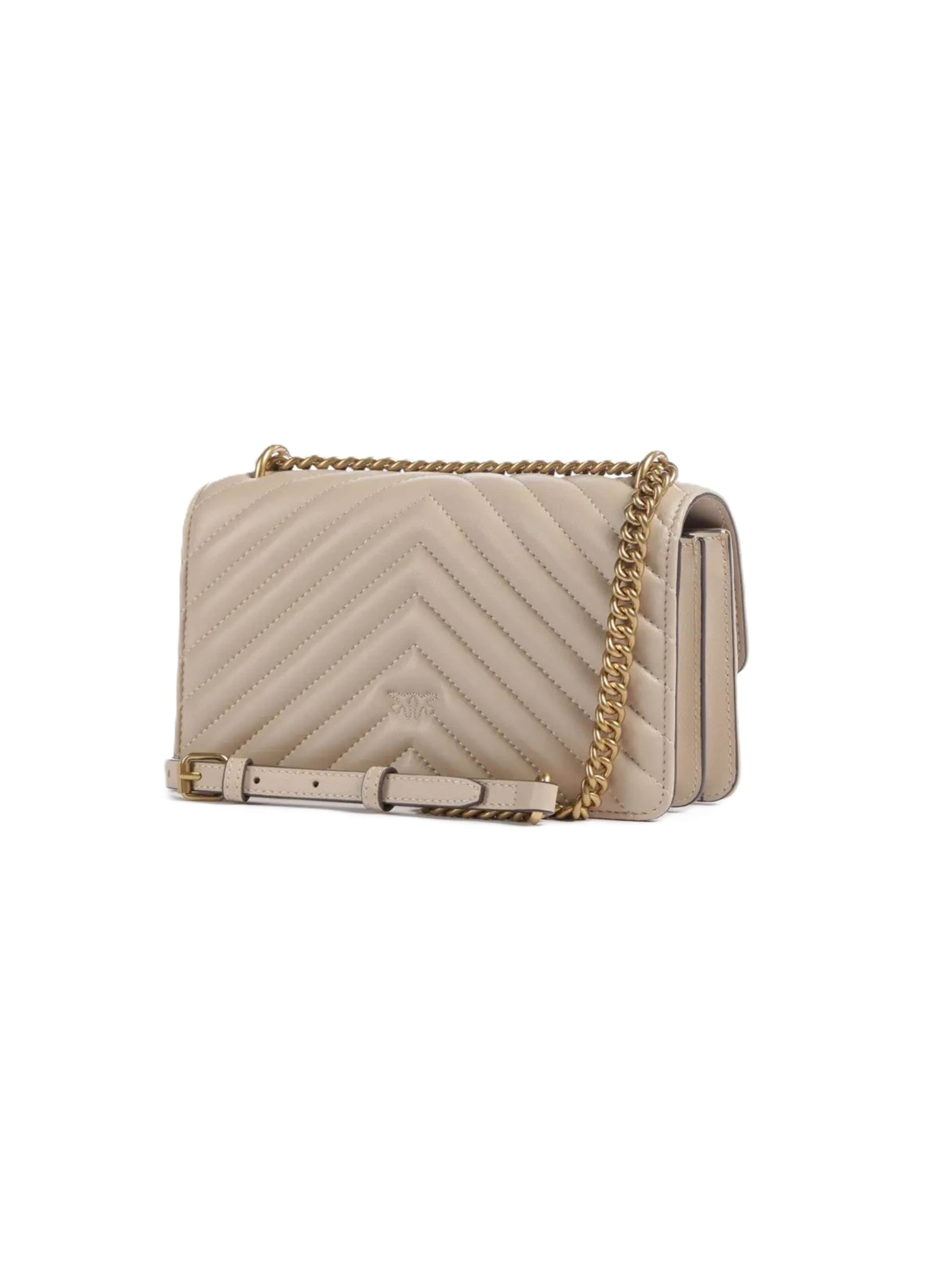 Borsa a spalla '100074 A0GK' di PINKO in beige
