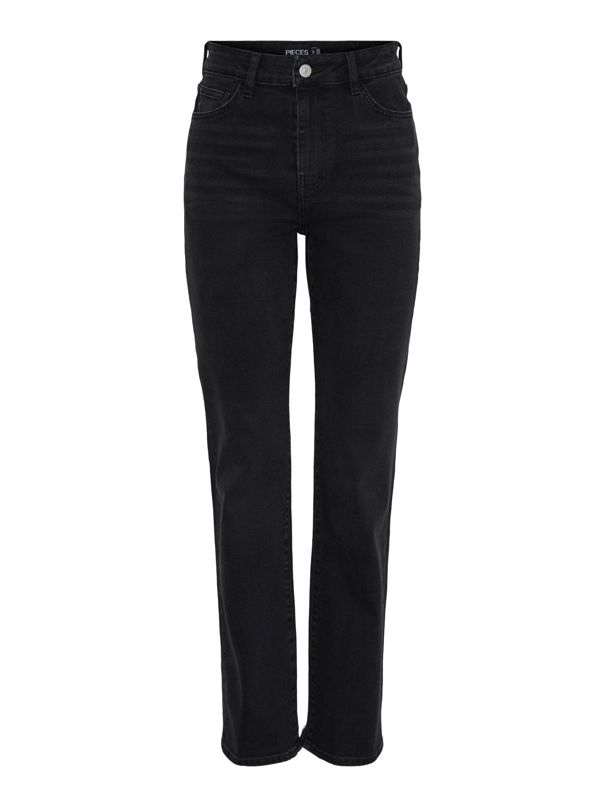 PIECES Regular Jeans in Black: front