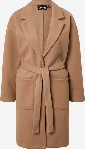 PIECES Between-Seasons Coat 'Jolene' in Brown: front