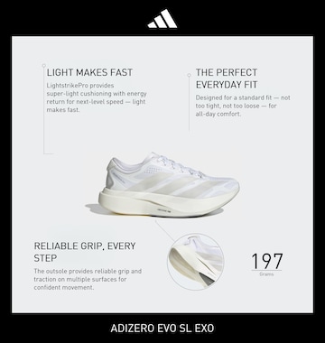 balta ADIDAS PERFORMANCE Bėgimo batai 'Adizero Evo SL Exo'