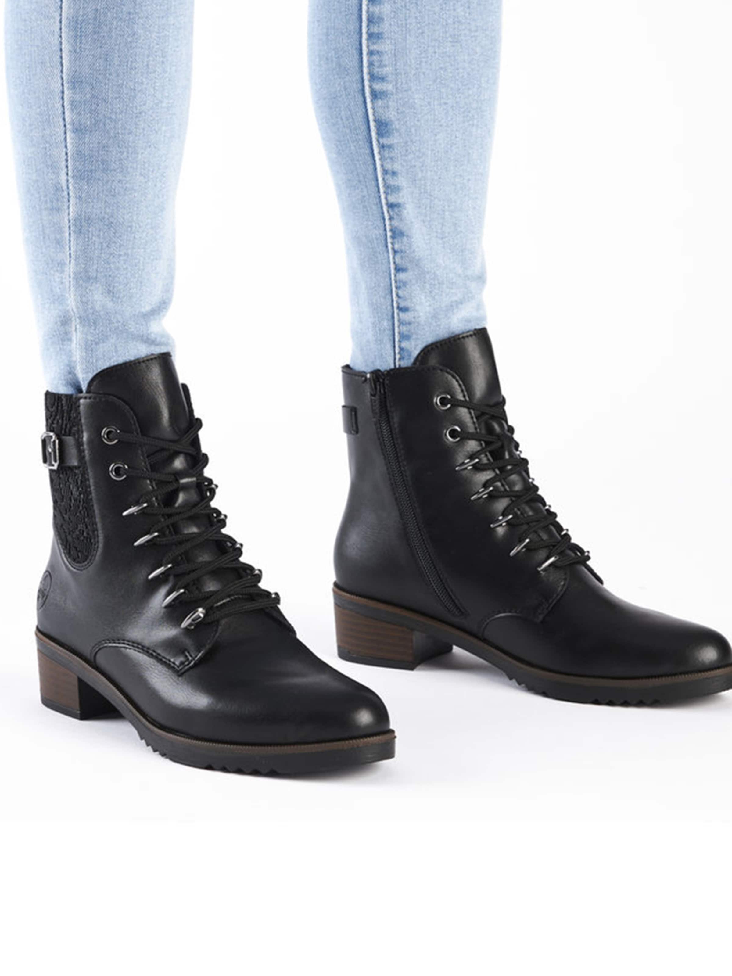 Rieker Snørestøvletter i sort