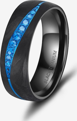 MARRYA Ring 'MARRYA Ehering BT-17 Black Titanium Ocean Blue Edition' in Blue: front