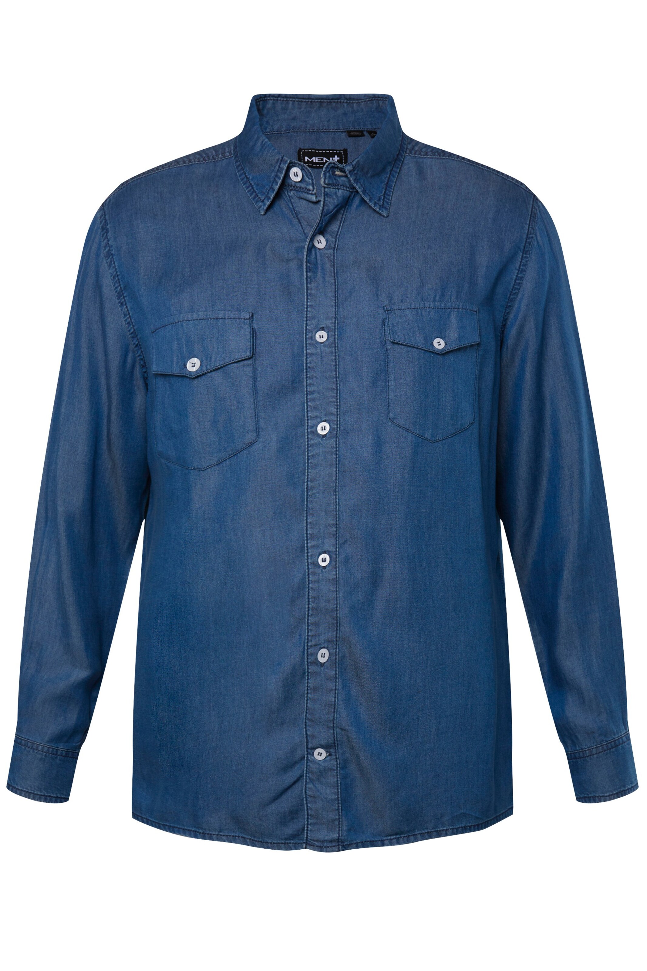 Men Plus Comfort fit Overhemd in Blauw: voorkant