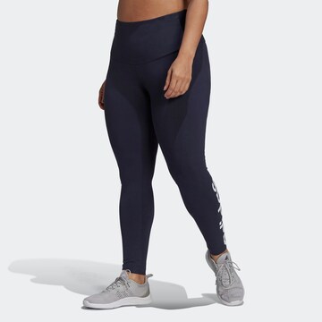 ADIDAS SPORTSWEAR Skinny Sportbroek 'Essentials High-Waisted Logo ' in Blauw: voorkant