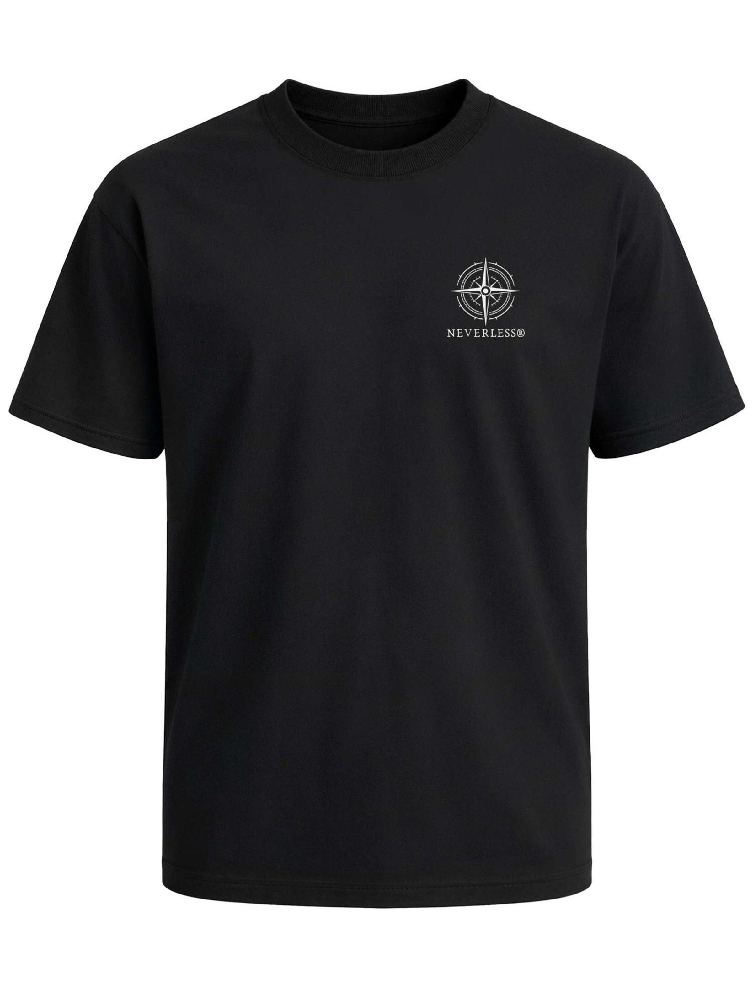 Neverless Shirt 'Berg Kompass' in Black