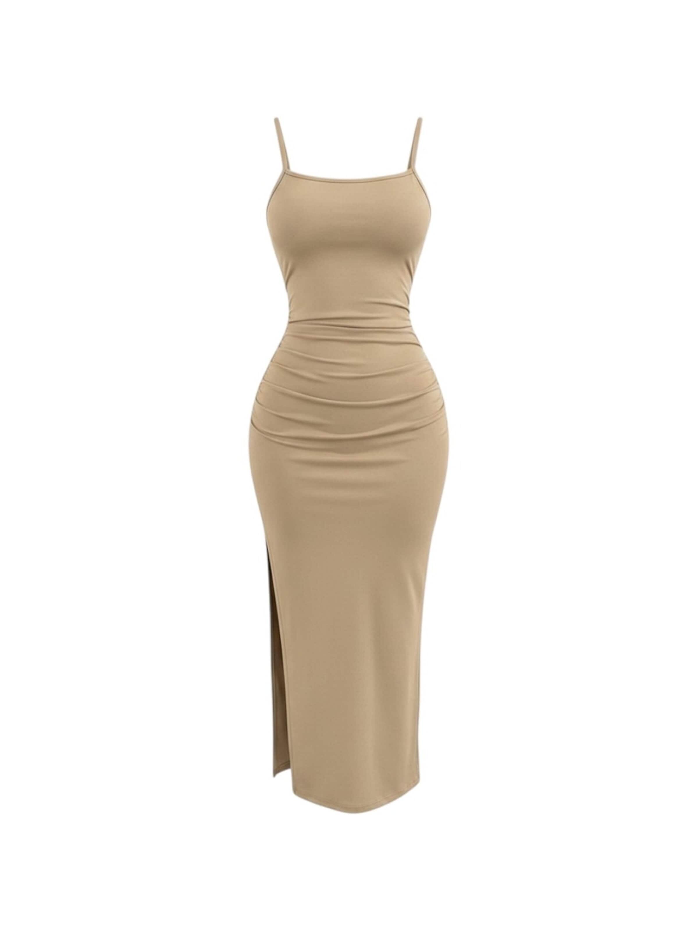Ocoza Dress in Beige: front
