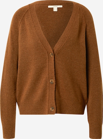 ESPRIT Knit Cardigan in Brown: front