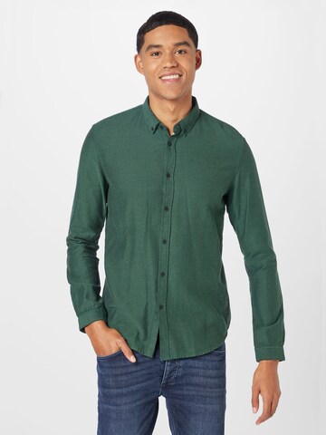 TOM TAILOR DENIM Slim fit Button Up Shirt in Green: front