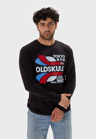 Oldskull Shirt 'Retro Tokyopolis' in Zwart: voorkant