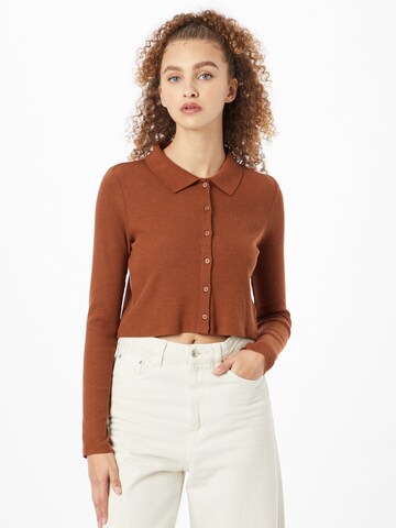 American Eagle Knit Cardigan in Brown: front