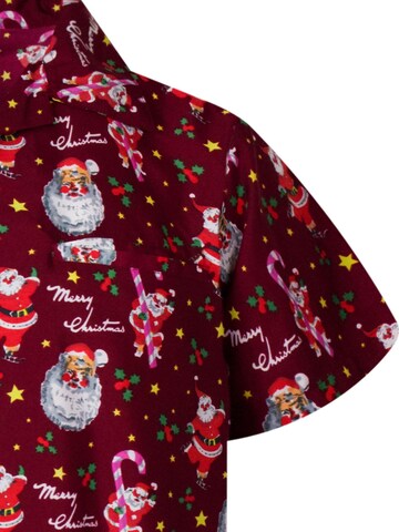 King Kameha Regular fit Button Up Shirt 'Christmas Candycane' in Red