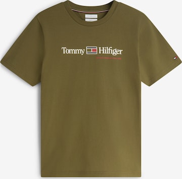 TOMMY HILFIGER Тениска 'Brand Love' в зелено: отпред