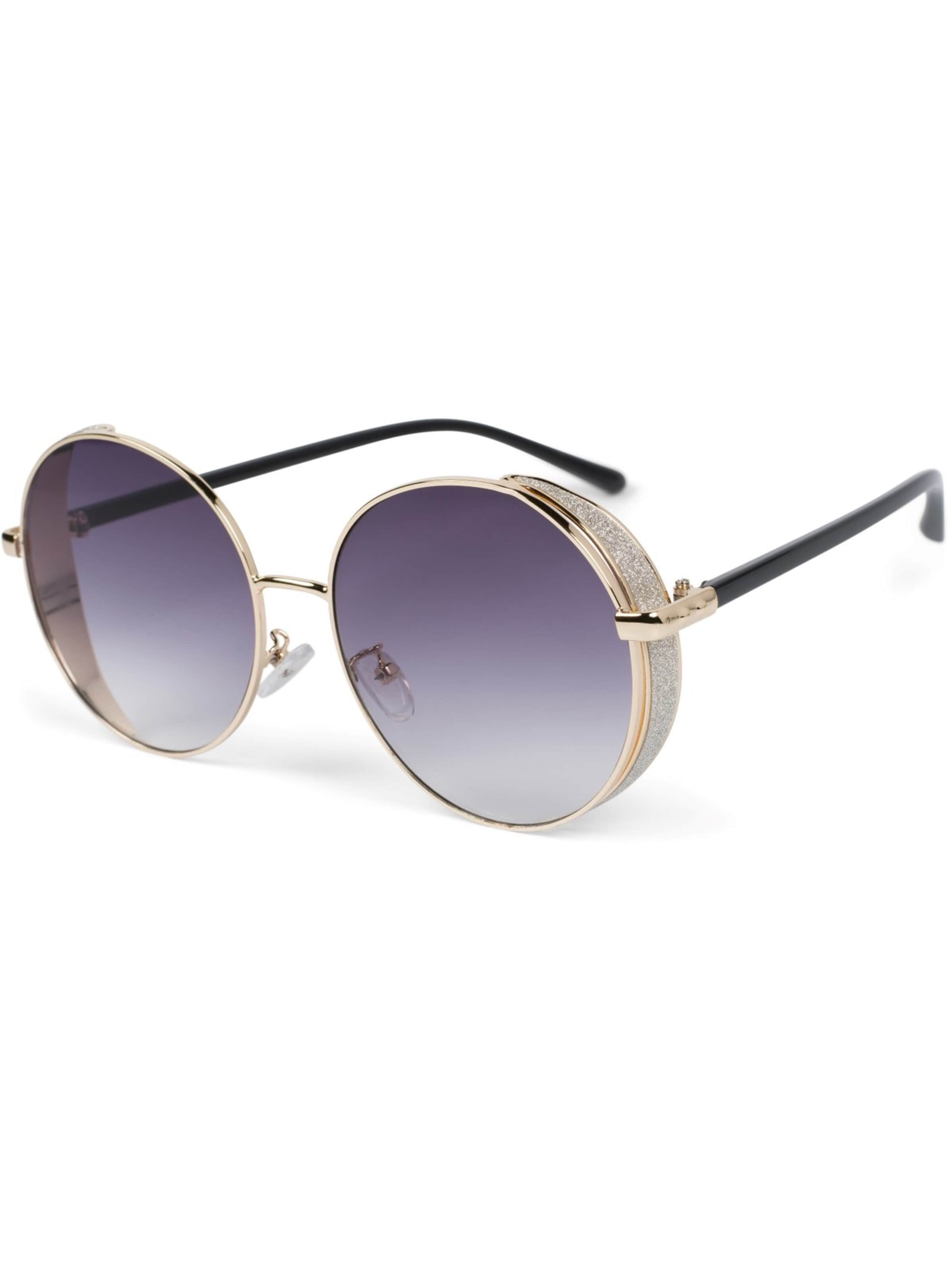 styleBREAKER Sonnenbrille 'Runde Sonnenbrille mit Glitzer Side Shield' in Grau: Vorderseite