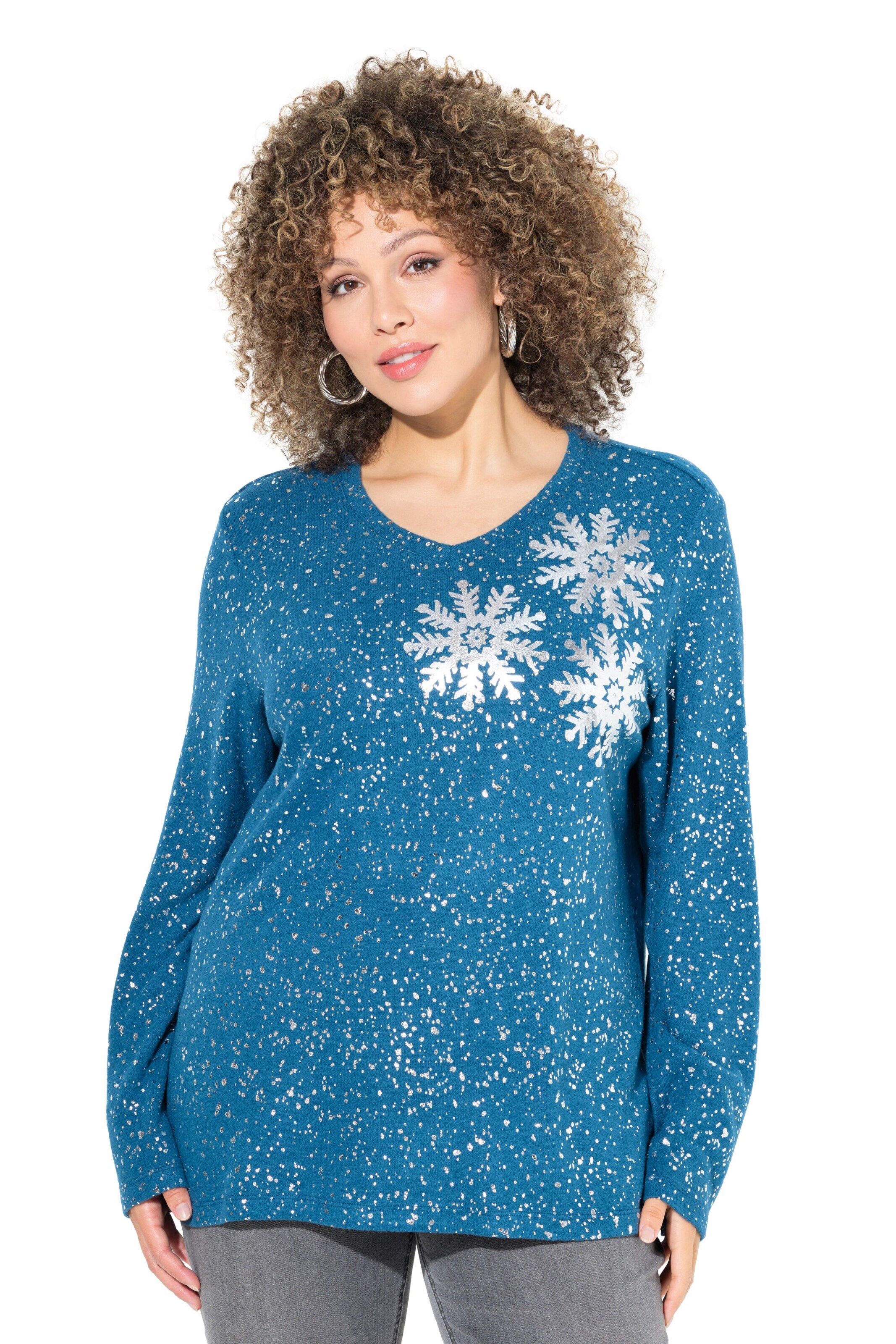 Ulla Popken Sweatshirt in Blauw: voorkant