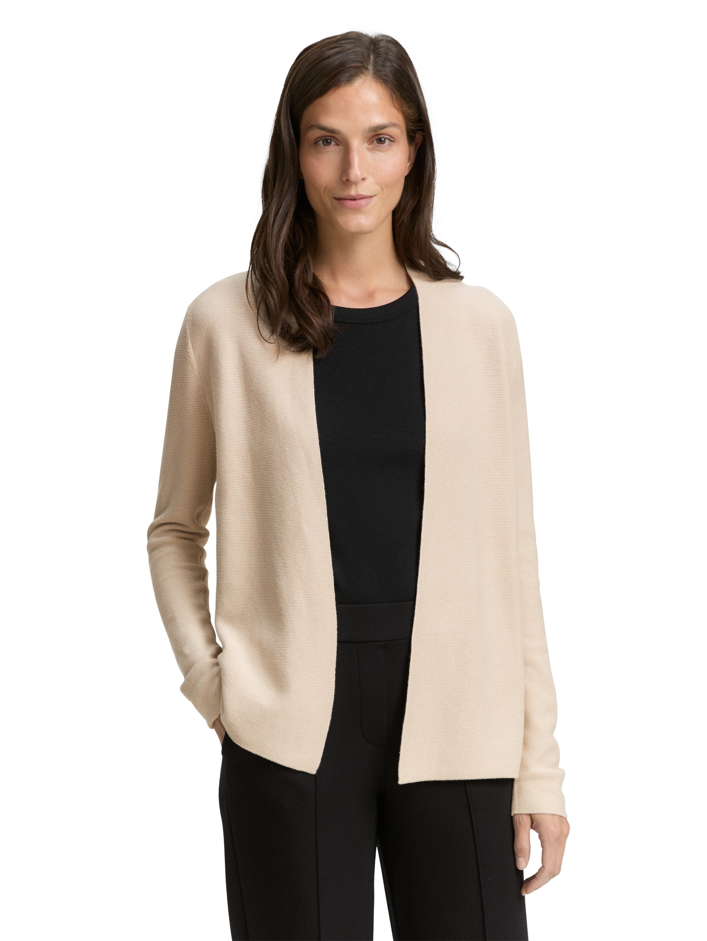 TOM TAILOR Knit Cardigan in Beige: front