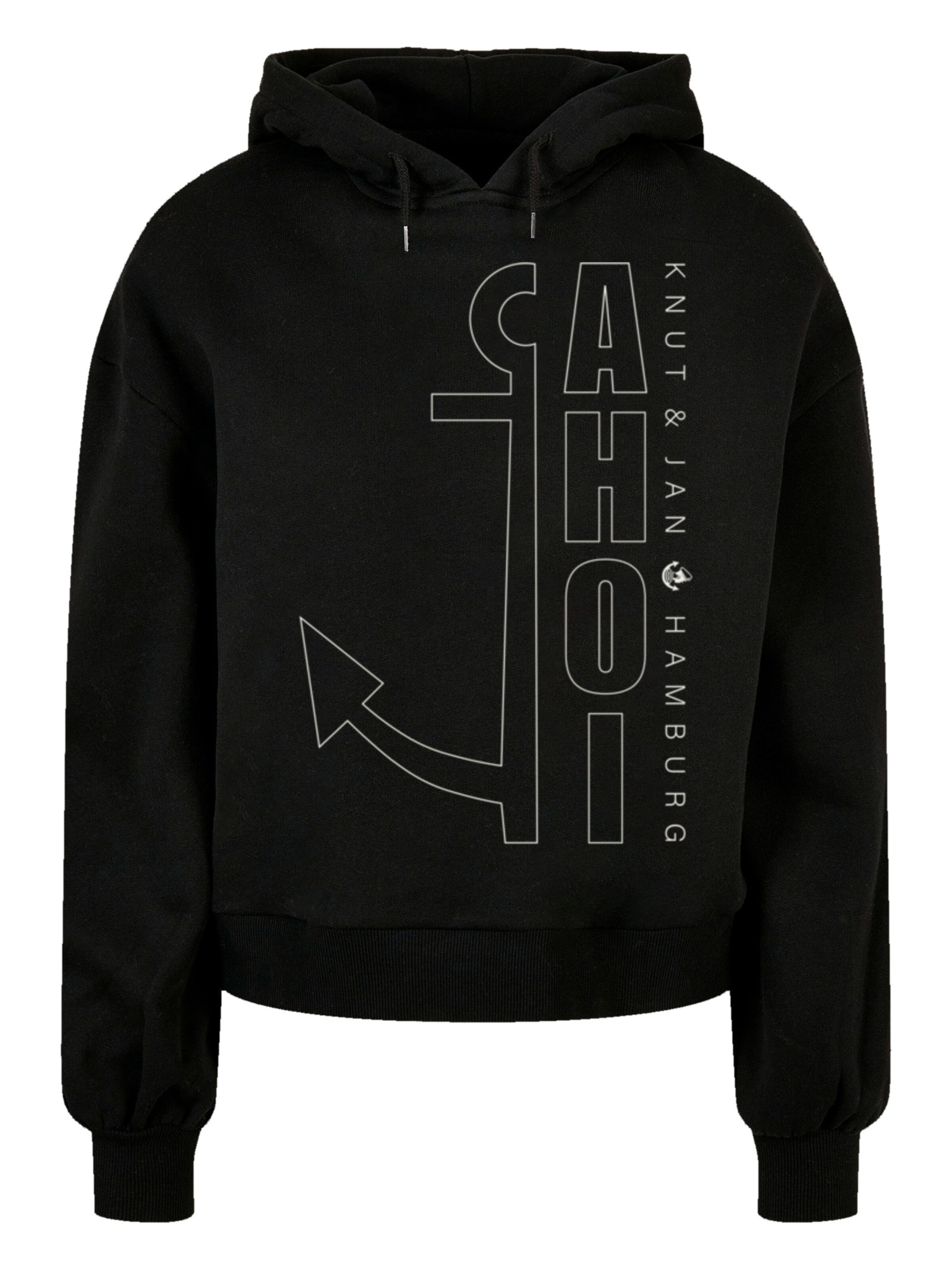 F4NT4STIC Sweatshirt 'Ahoi Anker Outlines Knut & Jan Hamburg' in Schwarz: Vorderseite