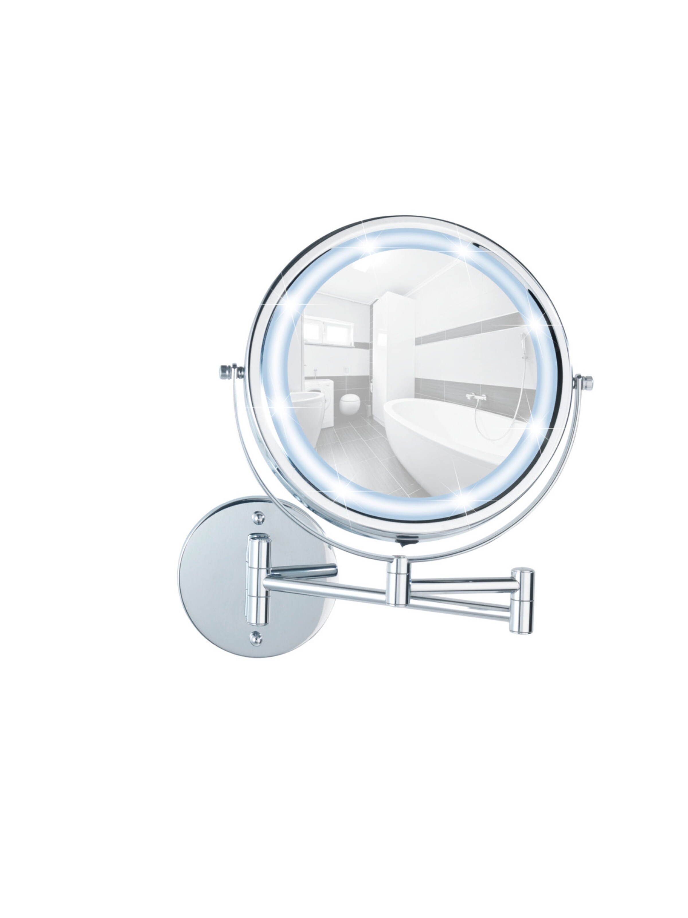 Wenko Cosmetic Mirror 'Lumi' in Silver: front