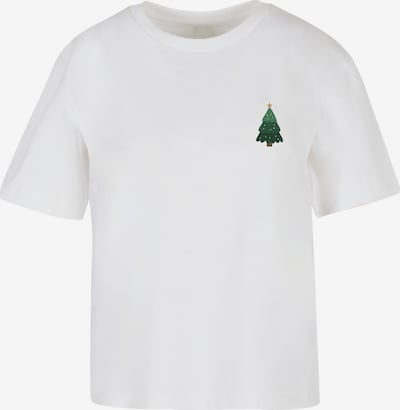 Merchcode T-Shirt 'Christmas Holly Jolly Mood' in XXXL in tanne / dunkelpink / rot / weiß, Produktansicht