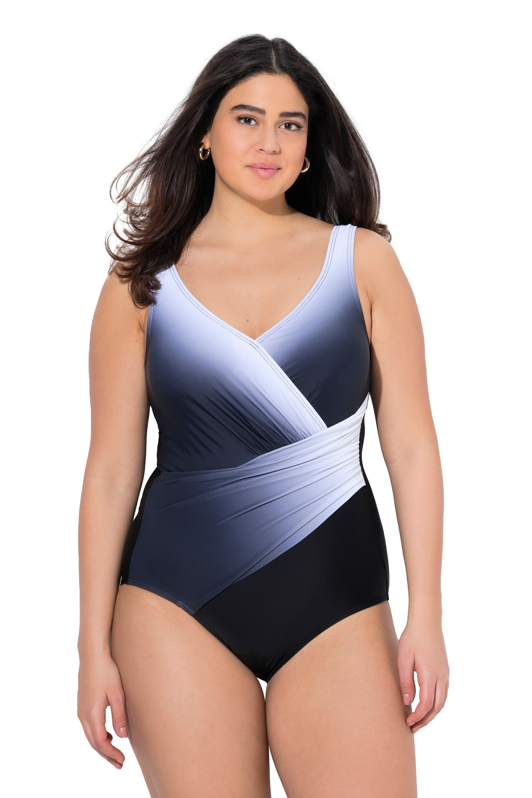 Ulla Popken Bustier Badeanzug in Schwarz: Vorderseite