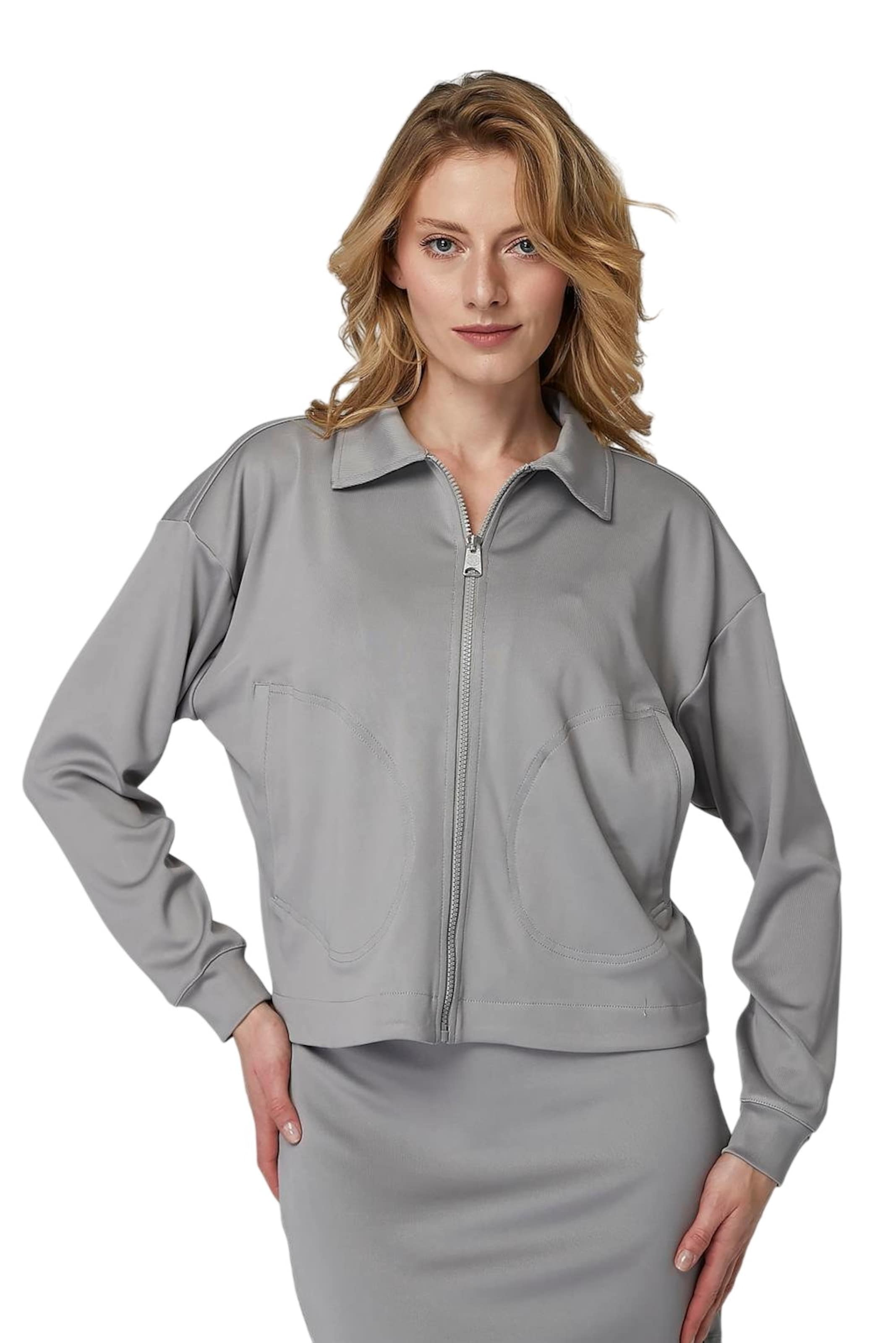 HOME STORE Sweat jacket in Grey: front