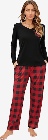 KoJooin Piżama 'Damen Weihnachts-Pyjama-Set im Karierten Design Klassische,Langärmelige Loungewear für Familiäre' w kolorze czerwony: przód